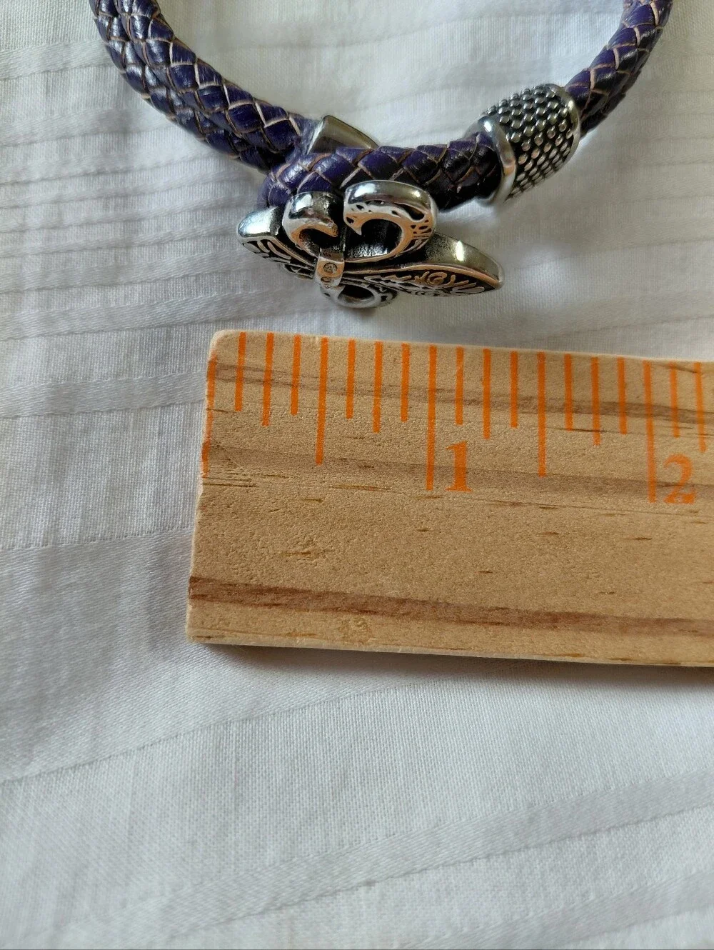 Silver Fluer De Lis Braided Bracelet